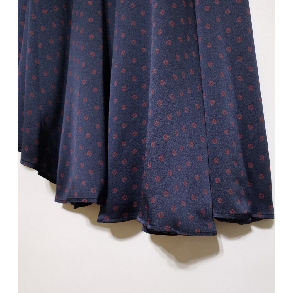 Vince Leaf Foulard 100% Silk Satin Asymmetric Midi Skirt Navy Blue XS M $325 - Picture 10 of 14